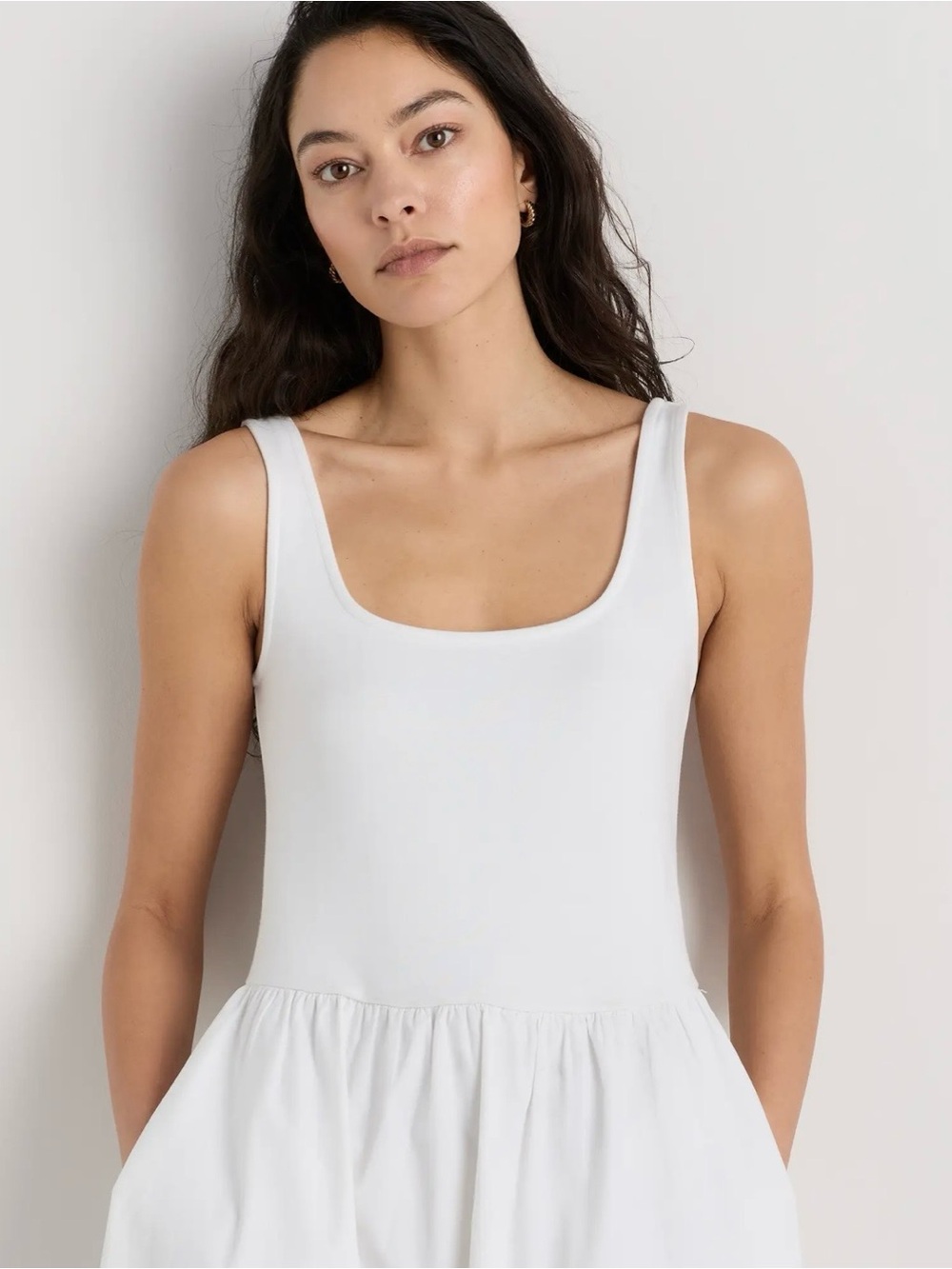 NWT Quince Organic Cotton Mixed Media Poplin Fit & Flare Maxi Dress White L - Picture 3 of 9
